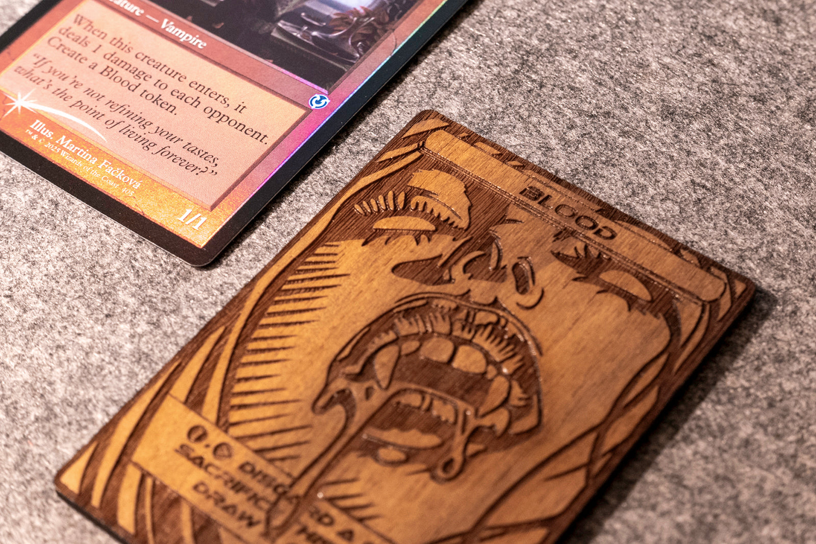 Blood Token - handmade unique item made of real wood