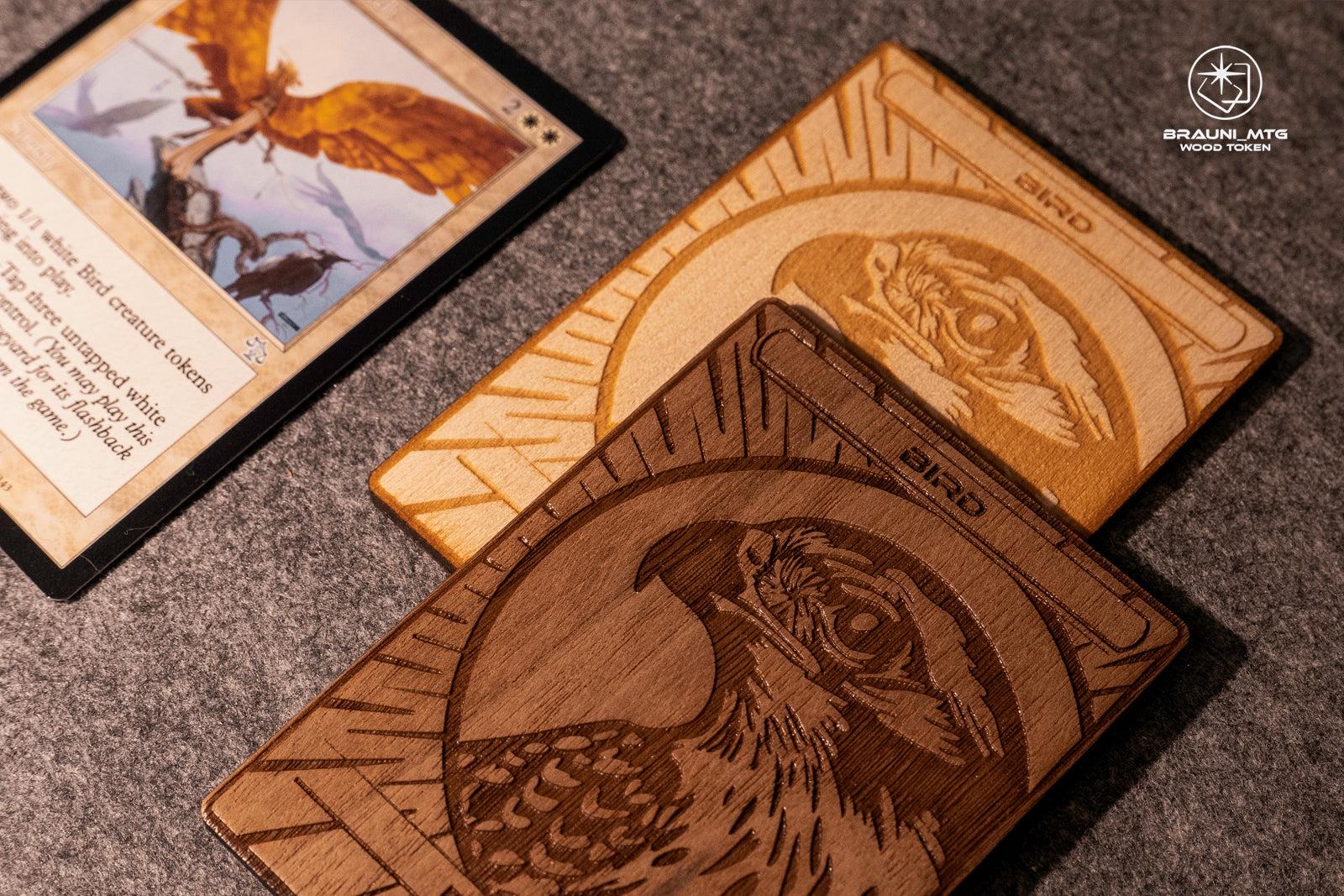 Bird Token - handcrafted unique piece made of real wood