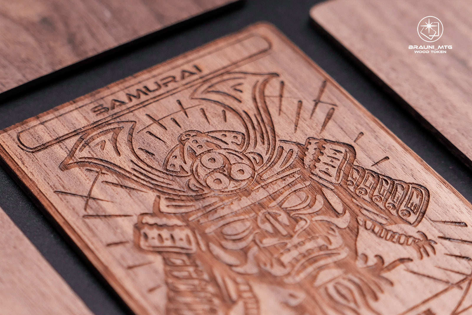 Samurai Token - handcrafted unique piece made of real wood