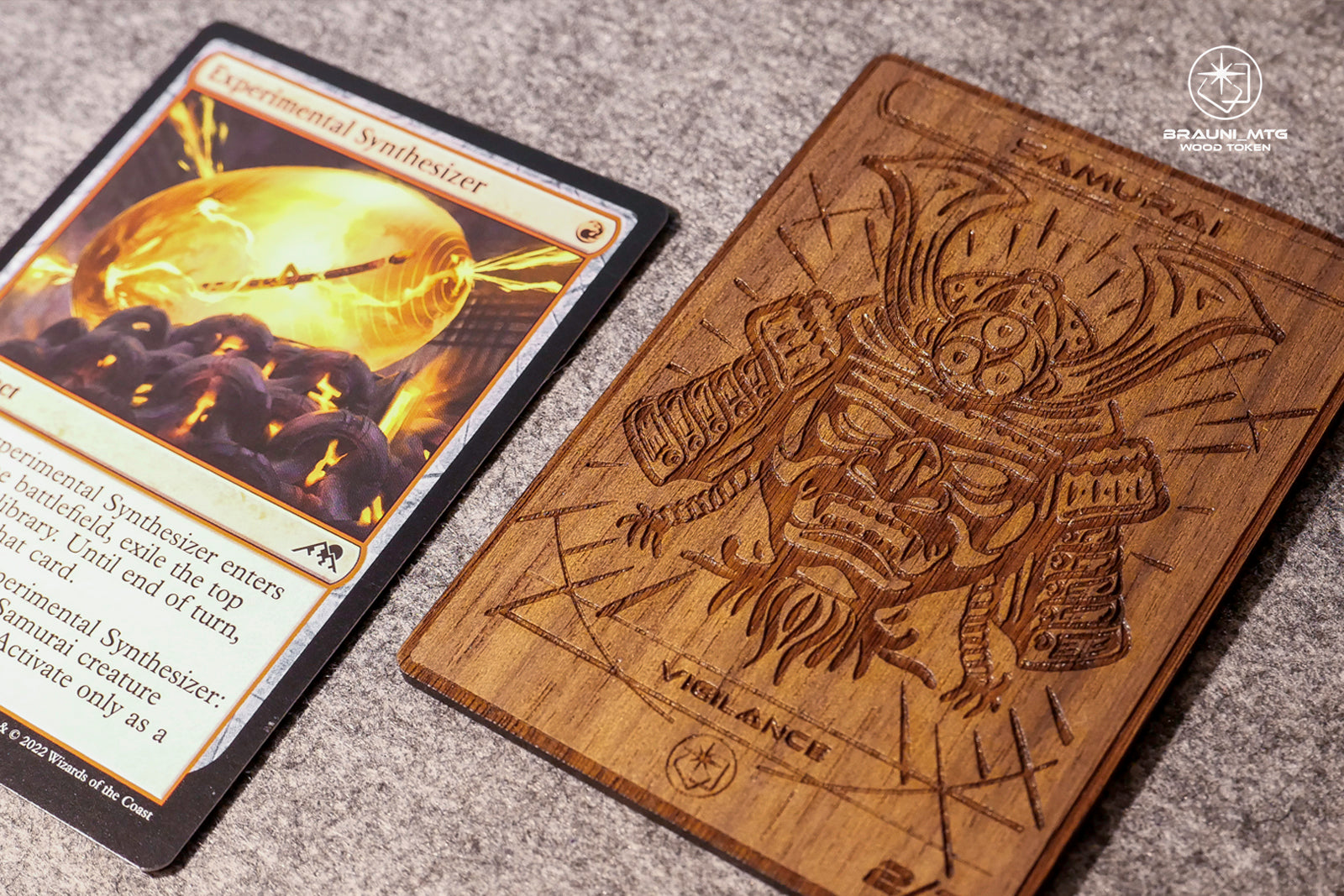 Samurai Token - handcrafted unique piece made of real wood