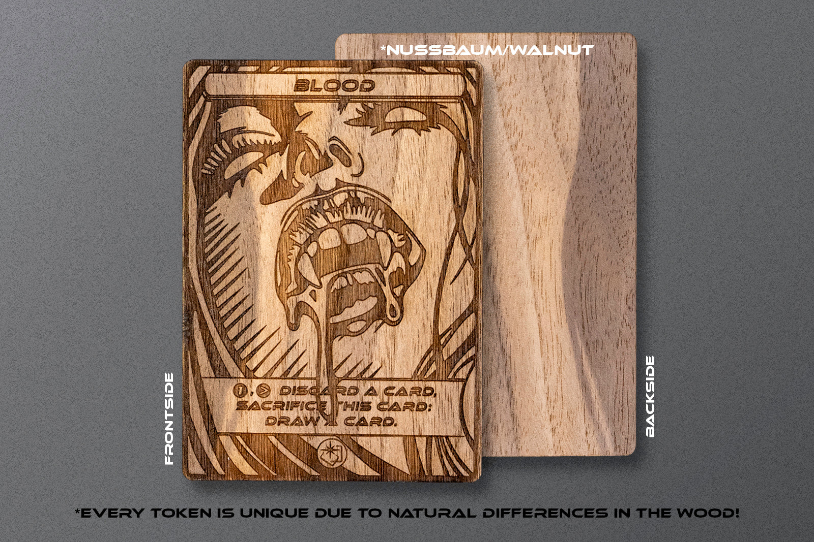 Blood Token - handmade unique item made of real wood