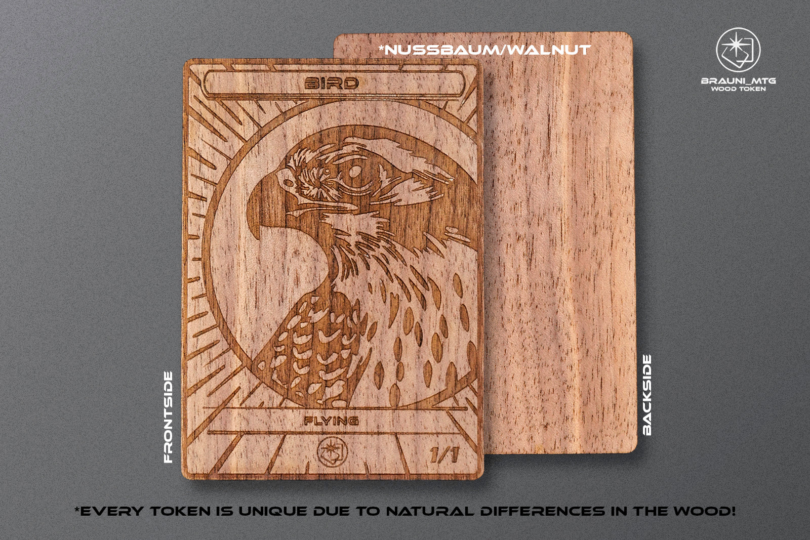 Bird Token - handcrafted unique piece made of real wood