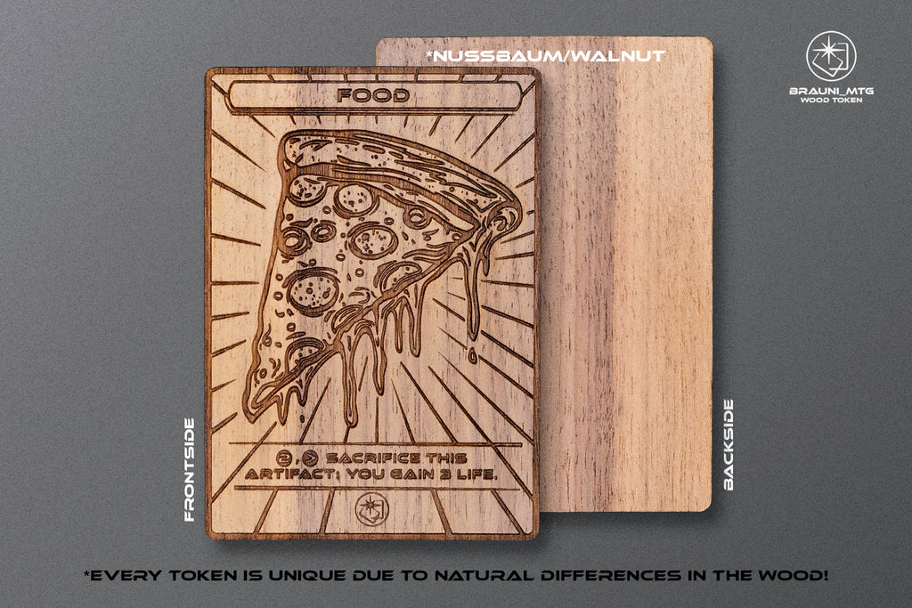 Food Token - handmade one-of-a-kind piece made of real wood