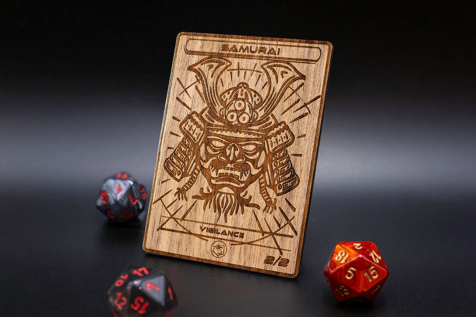 Samurai Token - handcrafted unique piece made of real wood