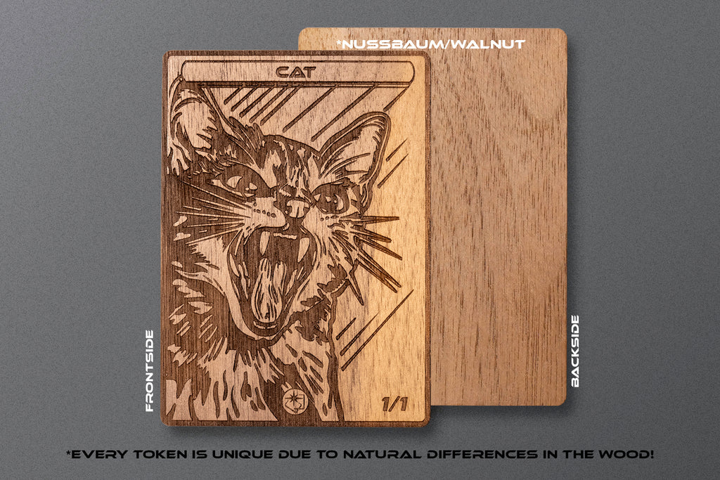 Cat Token - handmade unique piece made of real wood