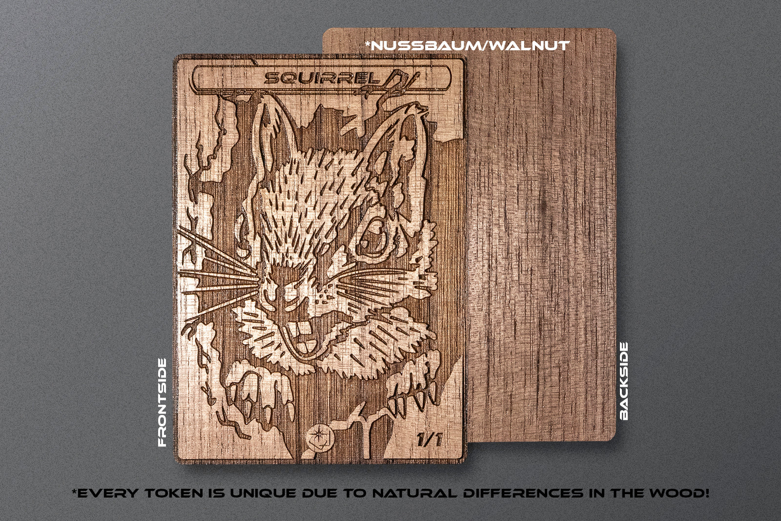 Squirrel Token - handmade unique piece made of real wood