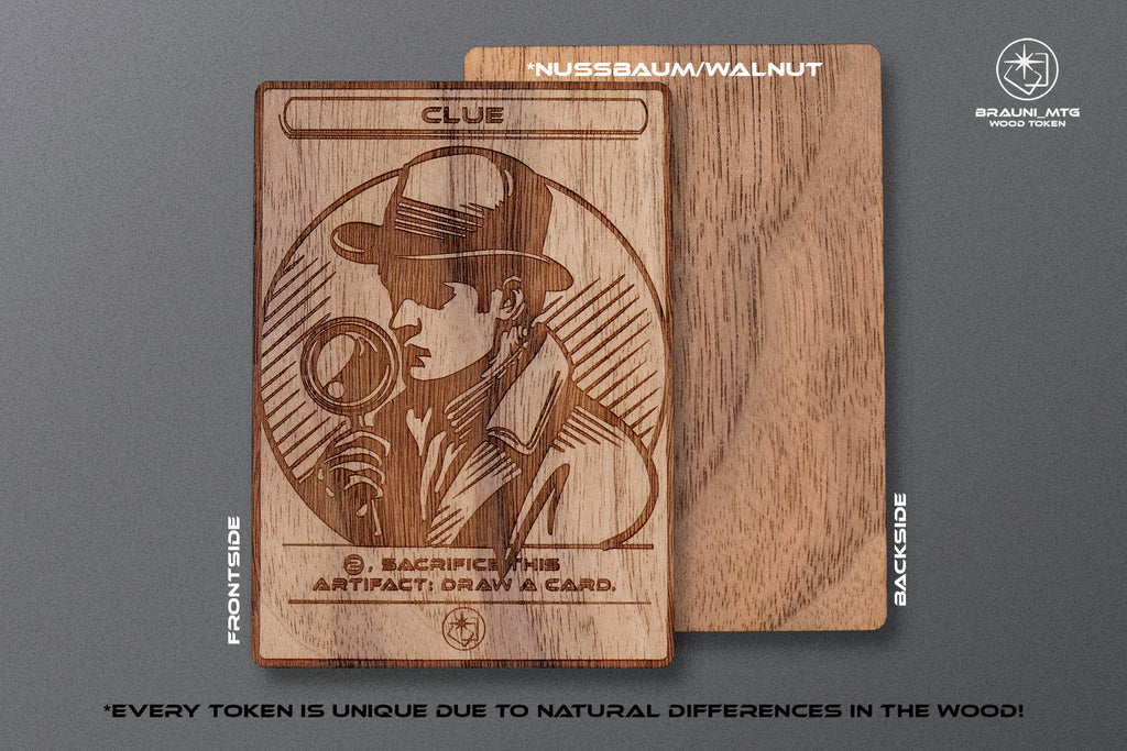 Clue Token - handcrafted unique piece made of real wood