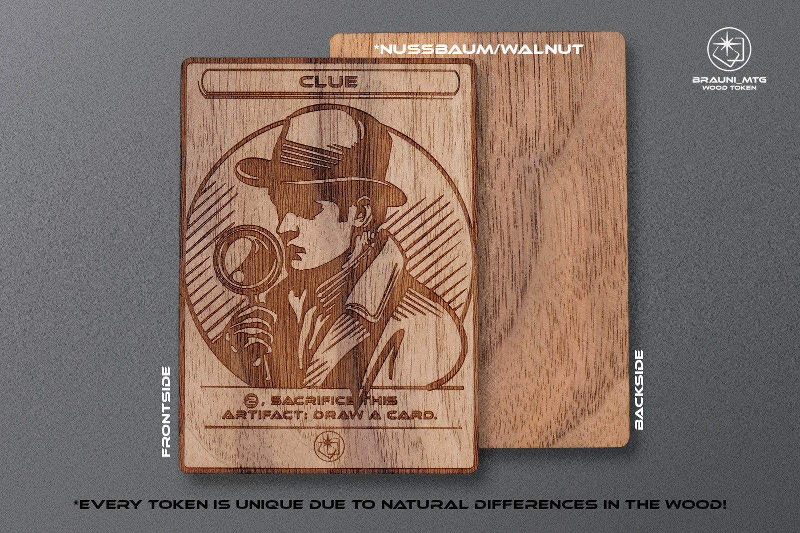 Clue Token - handcrafted unique piece made of real wood
