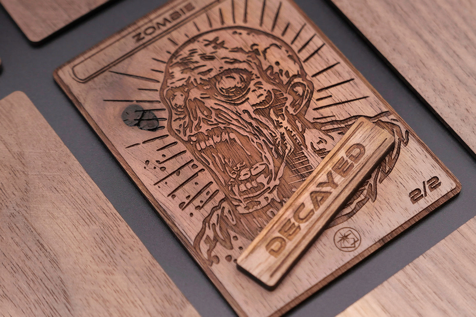 Zombie Token - handmade unique piece made of real wood