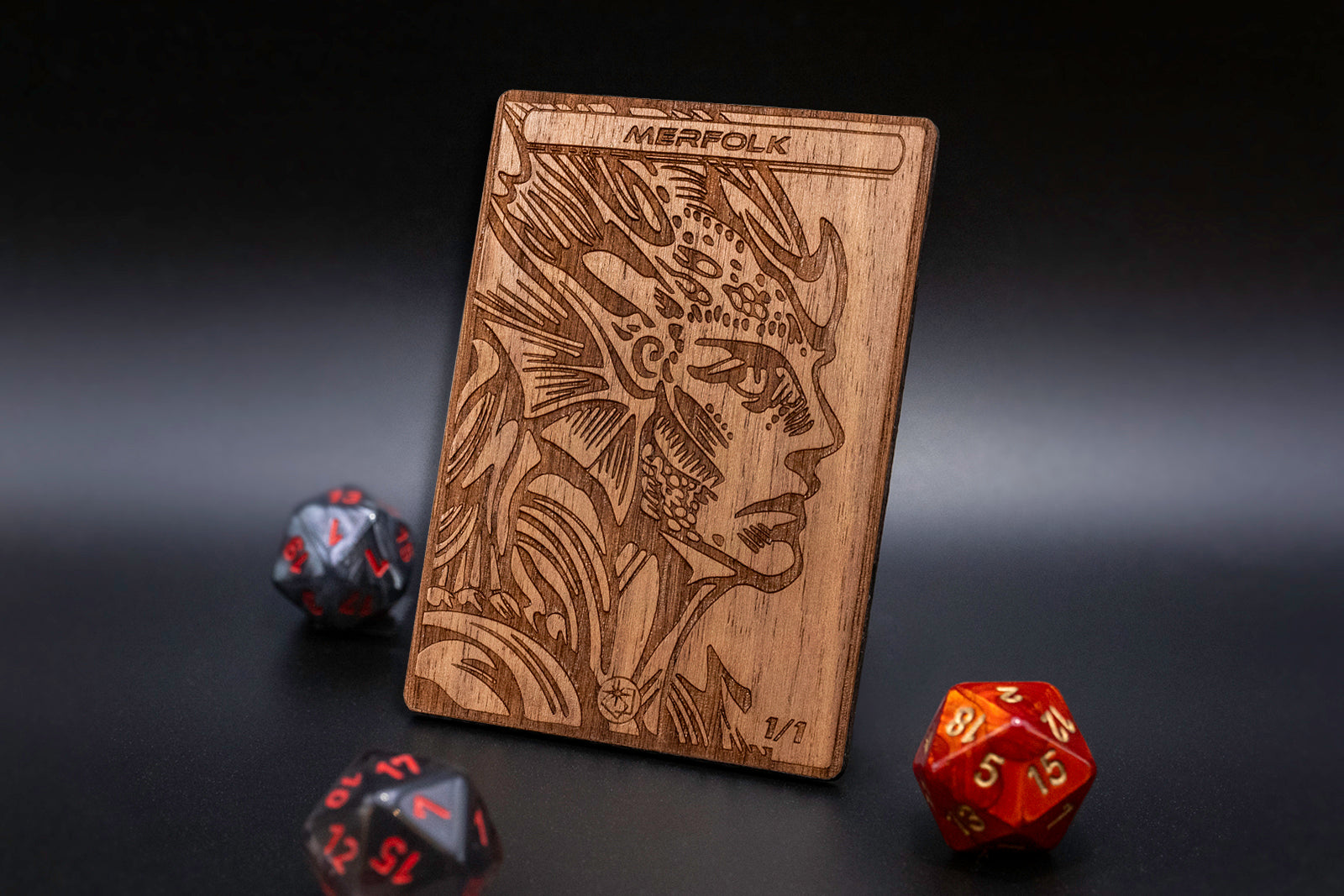 Merfolk Token - handmade unique piece made of real wood