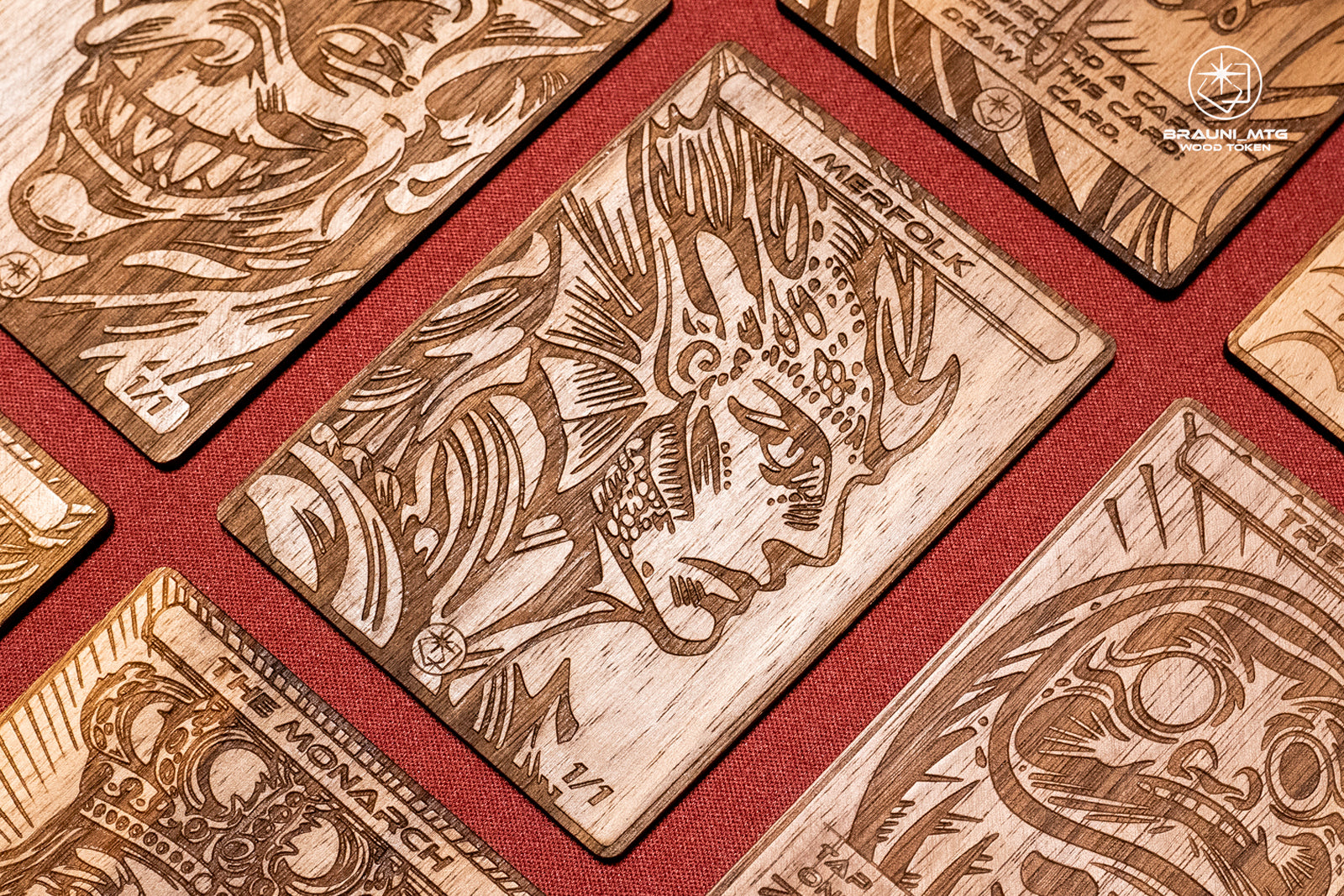 Merfolk Token - handmade unique piece made of real wood