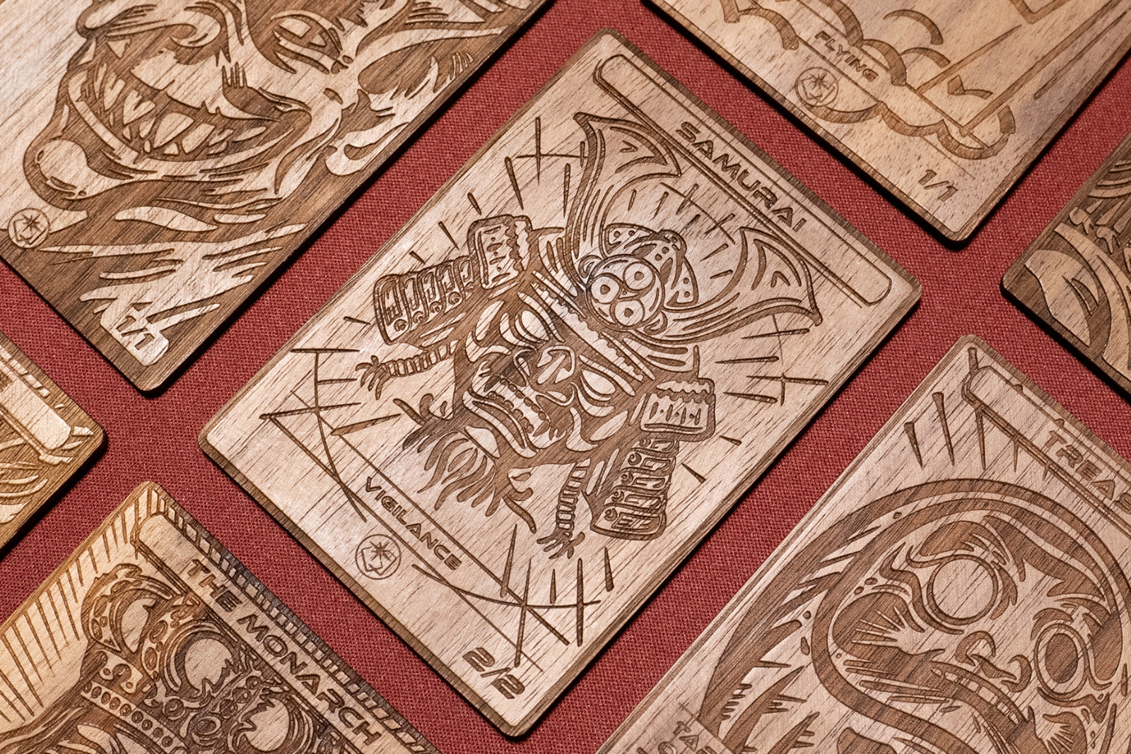 Samurai Token - handcrafted unique piece made of real wood