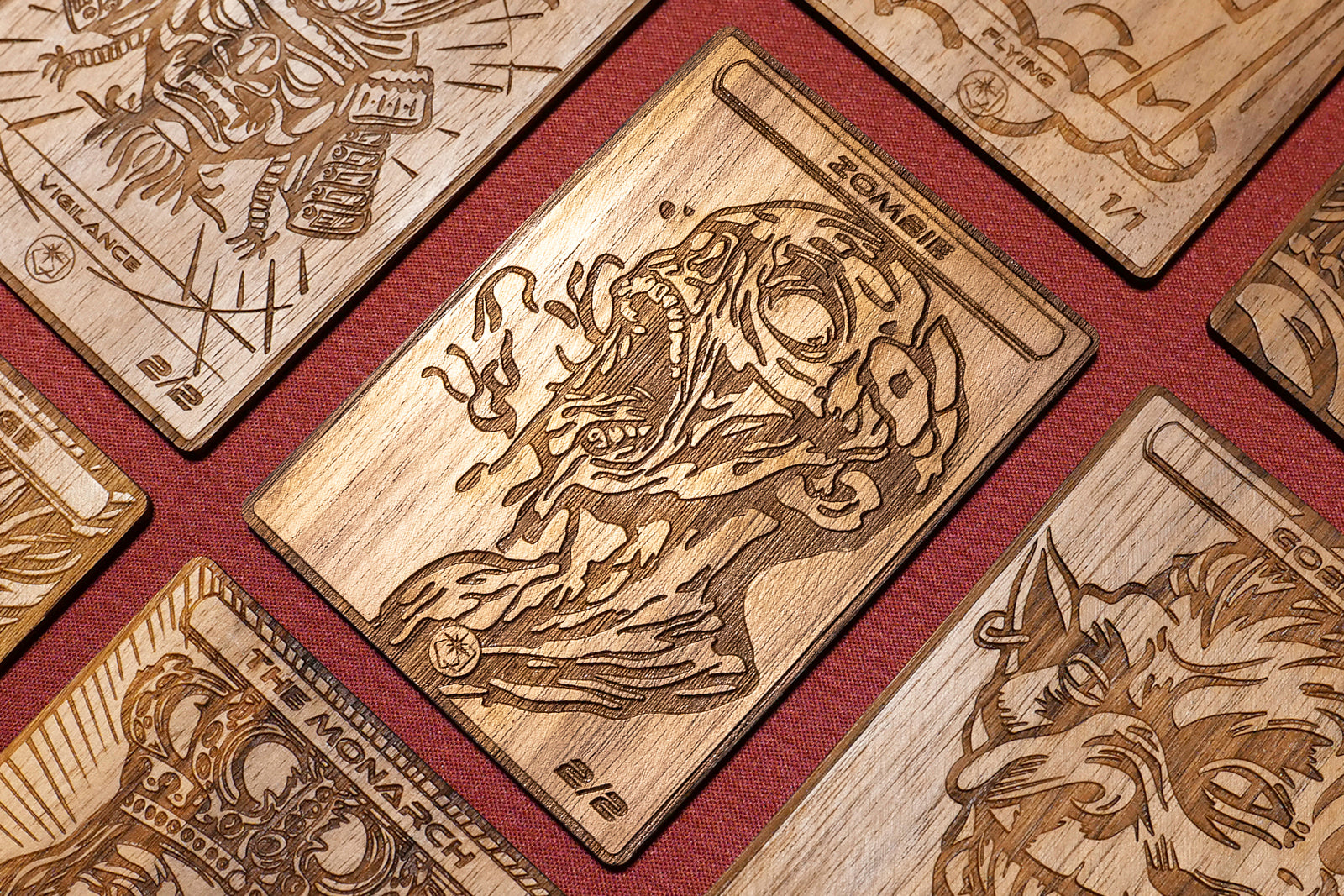 Zombie V2 Token - handmade unique piece made of real wood