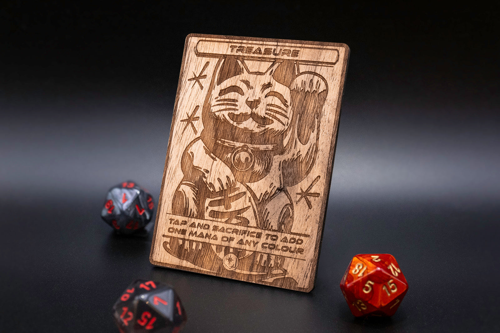 "Lucky Cat" Treasure Token - handmade unique piece made of real wood