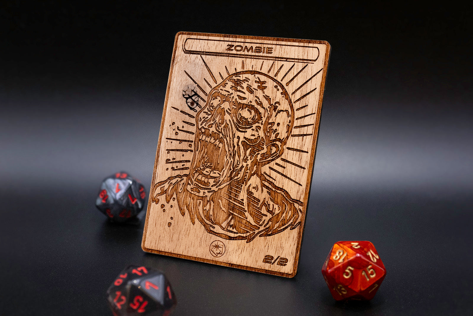 Zombie Token - handmade unique piece made of real wood
