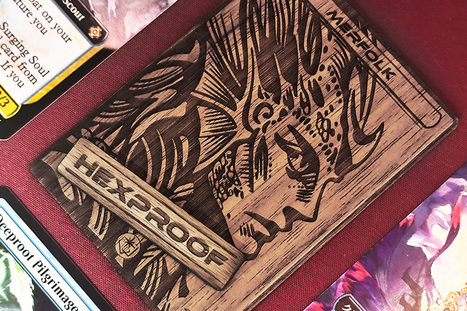 Merfolk Token - handmade unique piece made of real wood