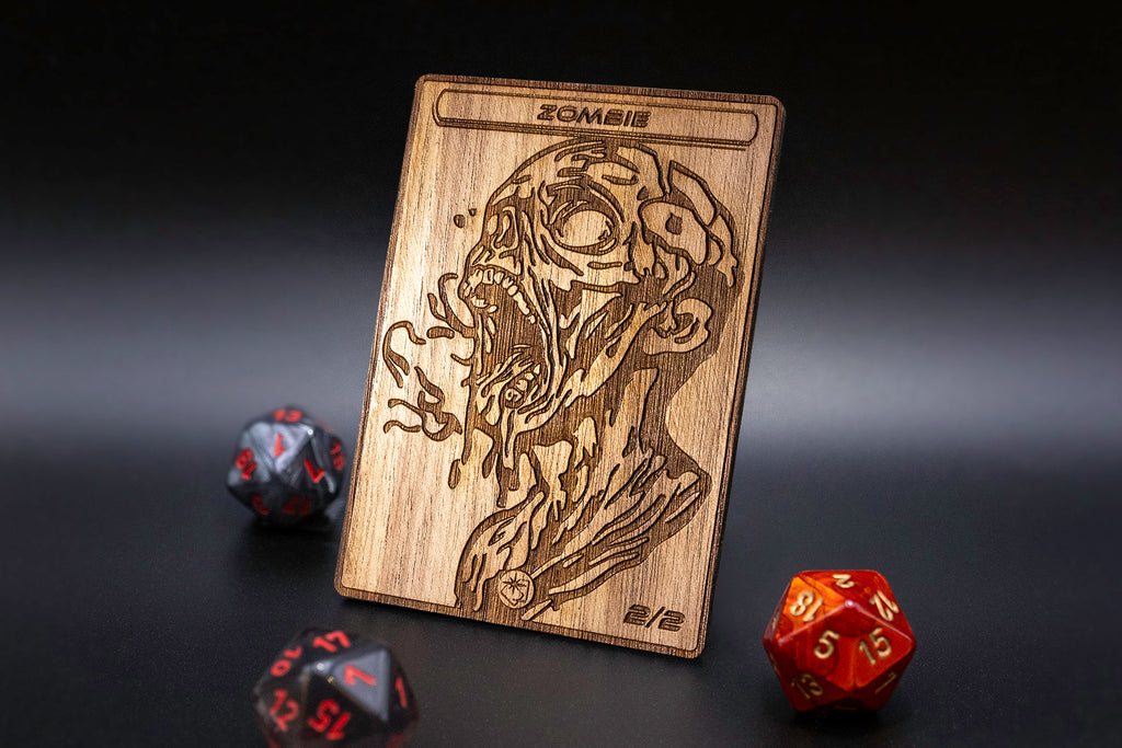 Zombie V2 Token - handmade unique piece made of real wood