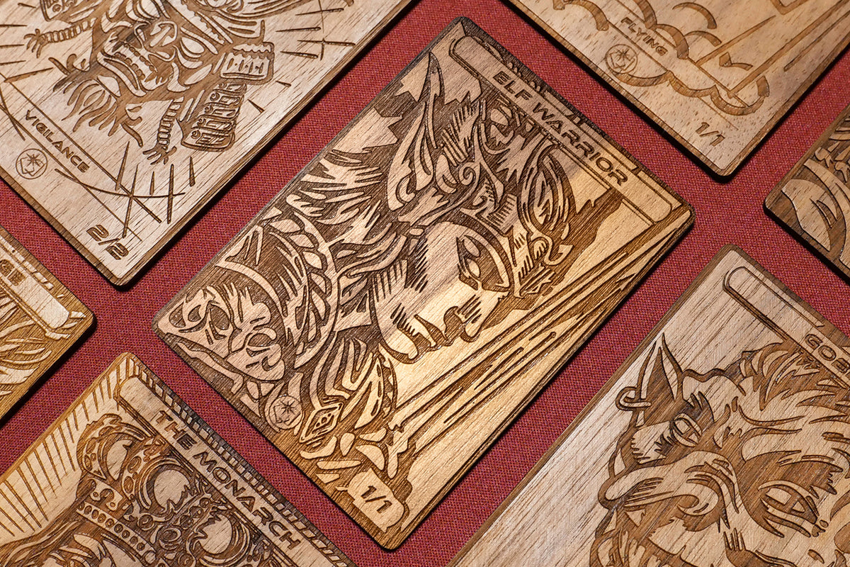 Elf Warrior Token - handmade unique piece made of real wood