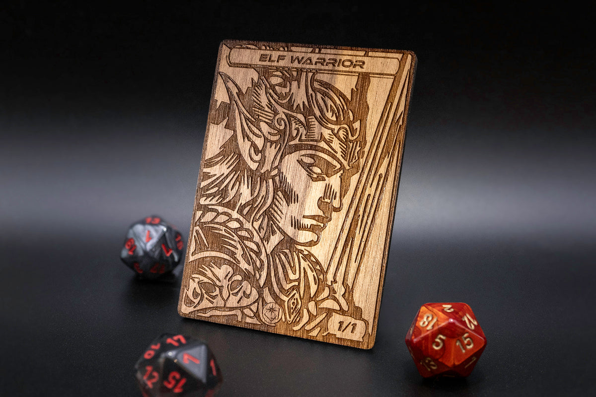 Elf Warrior Token - handmade unique piece made of real wood